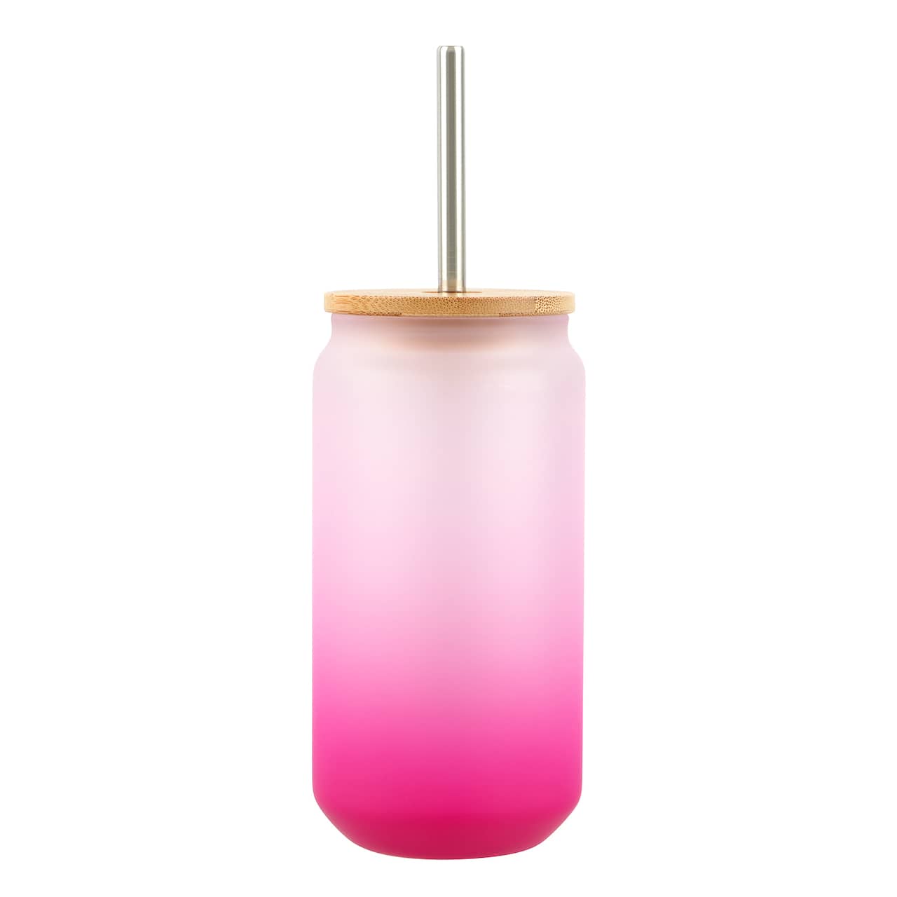 18oz. Frosted Glass Sublimation Tumbler with Bamboo Lid & Straw by Make Market®